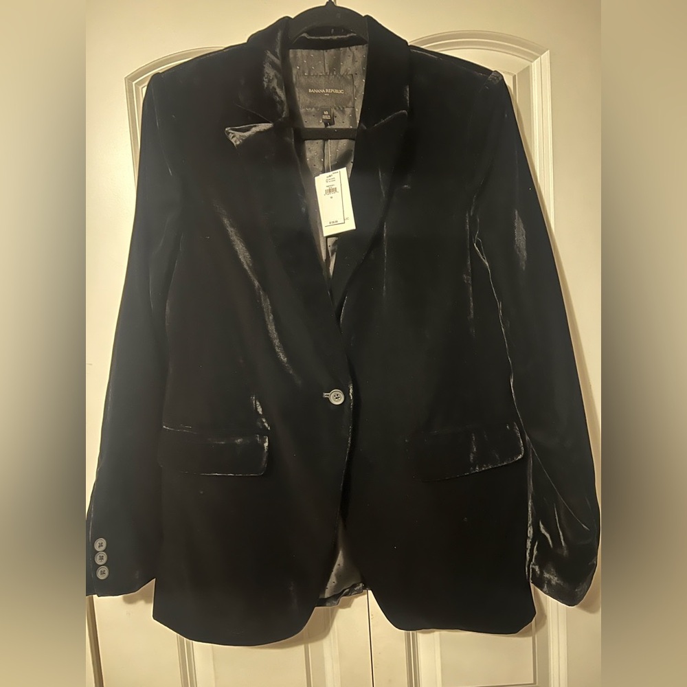 NWT Banana Republic Black Velvet Women's Blazer